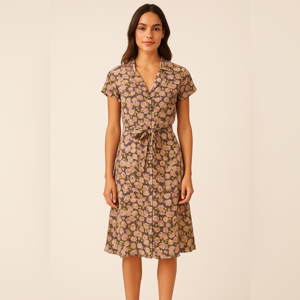 Sundance Floral Silk Blend Shirt Dress | Size 8